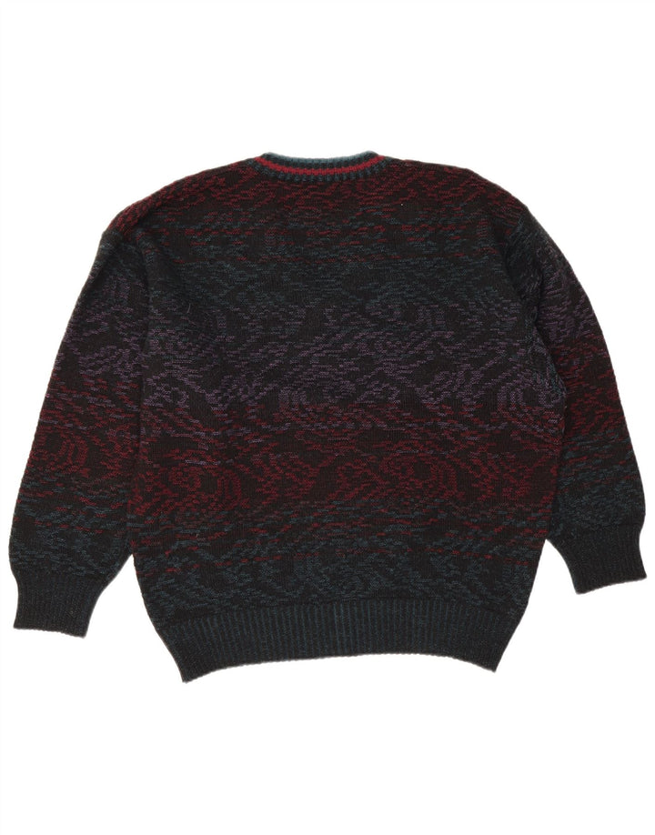 vintage Homme Col V Pull Pull IT 50 Moyenne Multicolore Paisley Laine