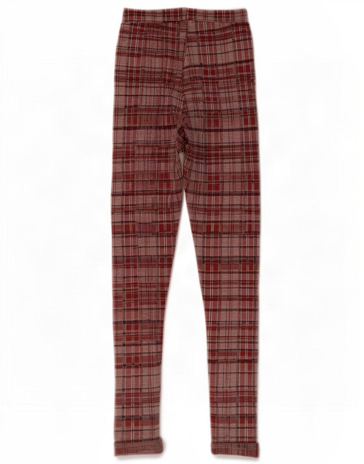 Topshop Leggings Graphiques Femme UK 8 Petit Carreau Rouge Polyester
