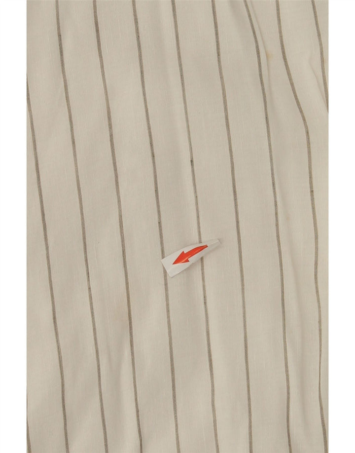 vintage Mens Manches Courtes Pull Chemise Petit Blanc Rayé