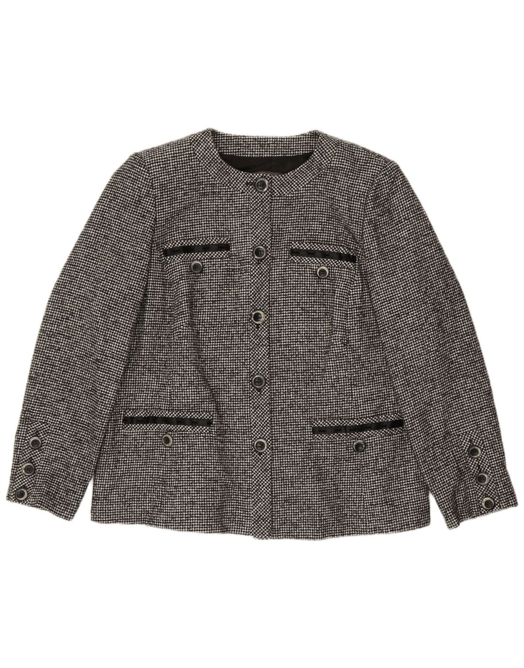 Marina Rinaldi Veste Blazer 5 Boutons Femme Taille 23 Grand Pied-de-Poule Gris