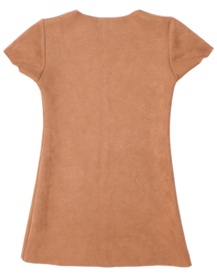 Robe droite vintage filles 3-4 ans Marron Polyester
