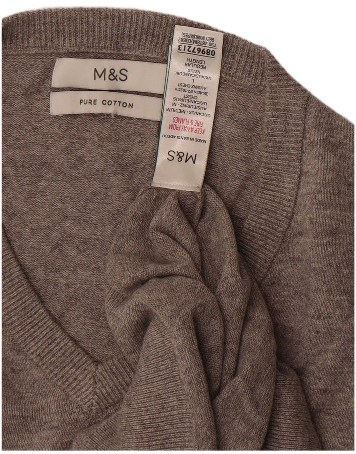Marks & Spencer Pull col V pour homme en coton gris Taille L