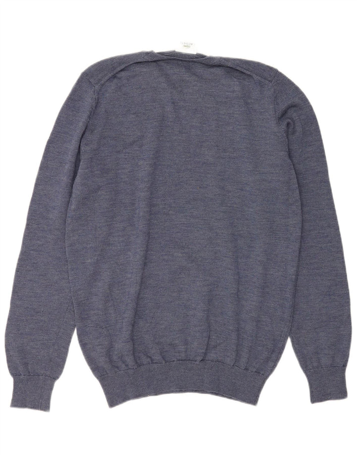 LACOSTE Homme Crew Neck Jumper Pull Taille 4 Laine Bleu Moyen
