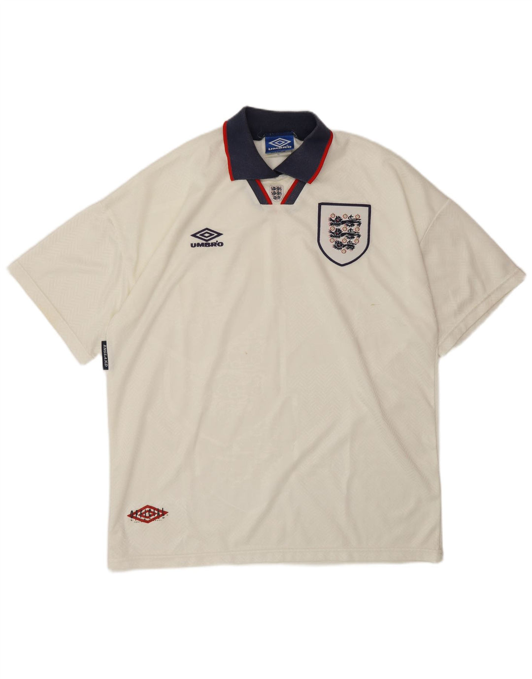 UMBRO Polo Graphique Angleterre 1993-1994 Domicile XL Homme Blanc Polyester