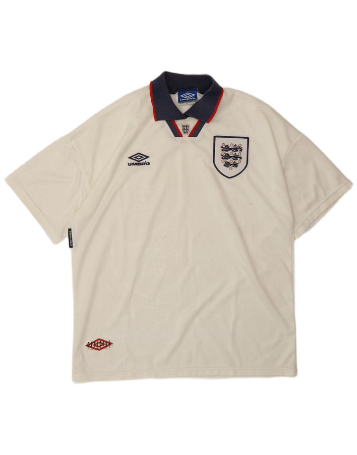 UMBRO Polo Graphique Angleterre 1993-1994 Domicile XL Homme Blanc Polyester
