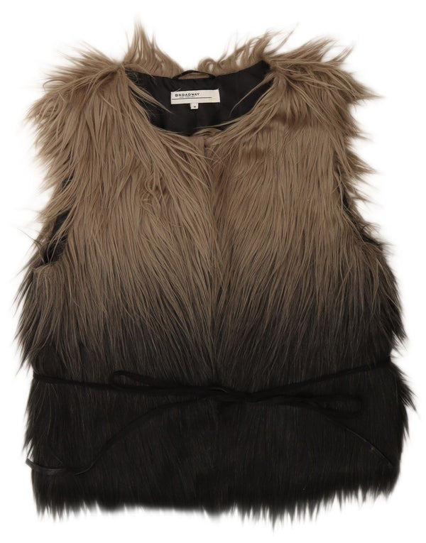 Broadway Gilet en fausse fourrure pour femme UK 44 Gris moyen Colorblock Modacryl