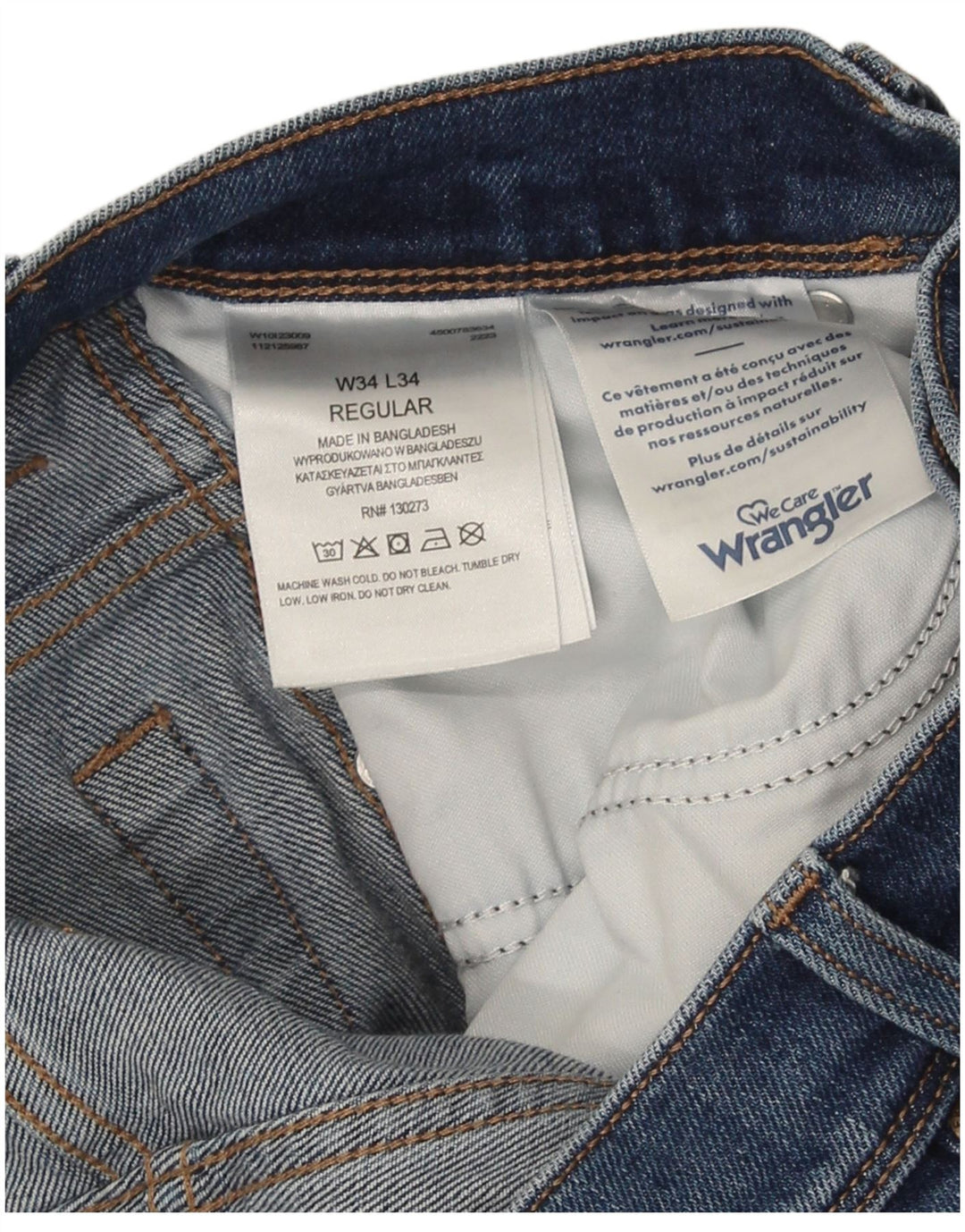 Wrangler Jean droit homme W34 L34 bleu coton