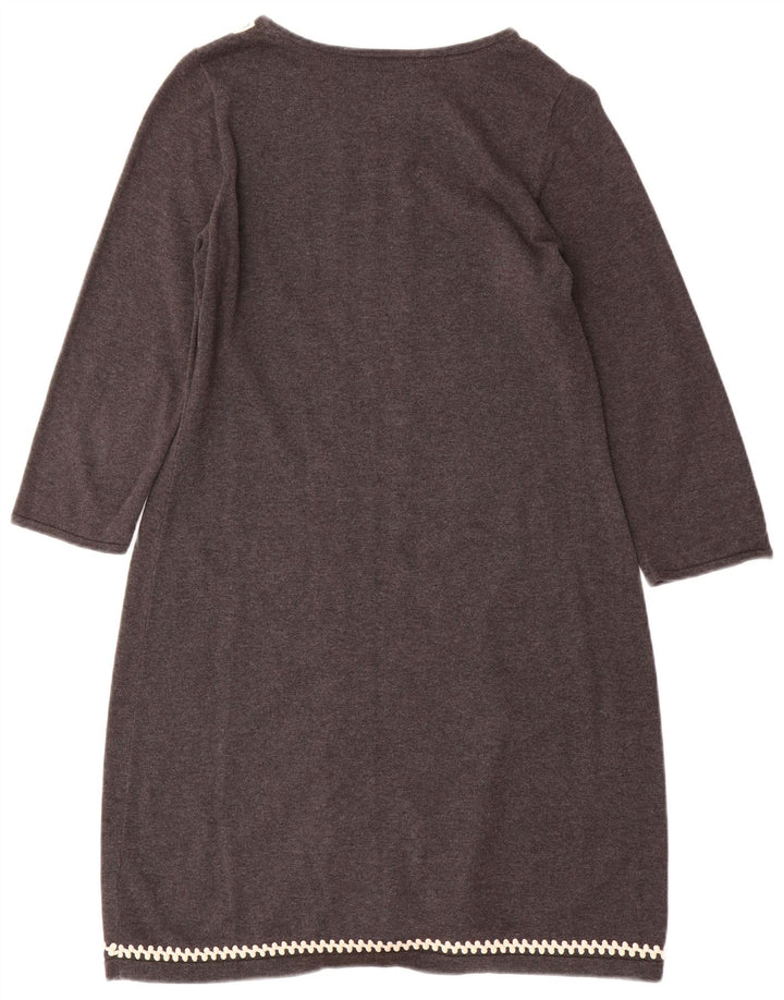MONSOON Robe pull à manches 3/4 pour femme UK 12 Gris moyen Coton