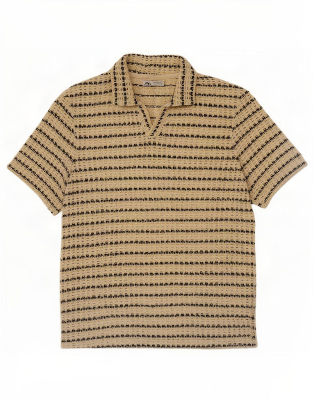 Polo Transparent En Coton Rayé Jaune Moyen Homme Zara Homme