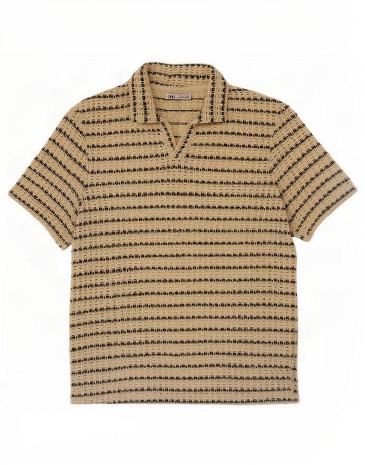 Polo Transparent En Coton Rayé Jaune Moyen Homme Zara Homme