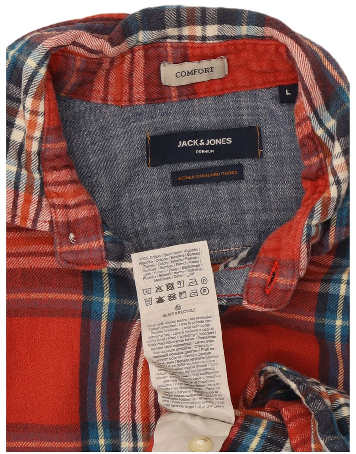 Jack & Jones Chemise en flanelle pour homme en coton à grands carreaux rouges