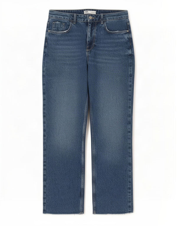 Zara Jean droit femme EU 40 Medium W30 L29 bleu coton