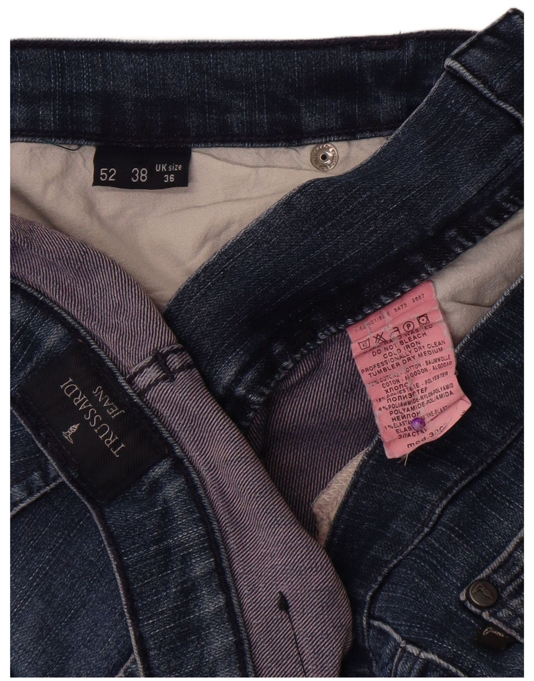 Trussardi Jean Droit W36 L32 Bleu Coton Homme
