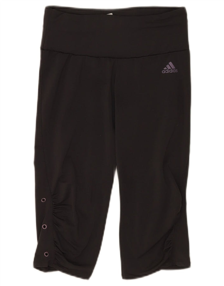 Adidas Femmes Capri Leggings UK 12 Moyen Noir Polyester Sports