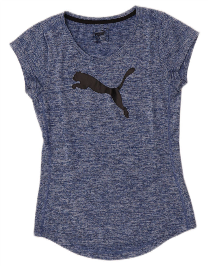 Puma T-shirt graphique pour femme UK 8 Small Bleu moucheté Polyester