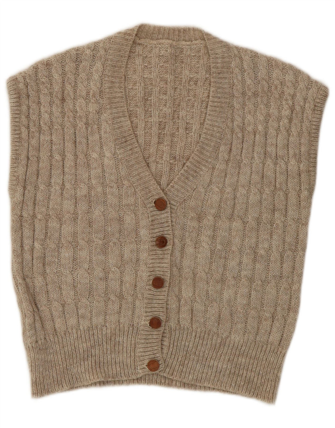 vintage Femme Cardigan Pull UK 14 Beige Moyen
