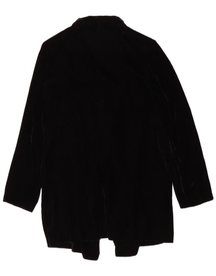 Sasha Veste blazer ouverte en velours pour femme UK 14 Large Noir Viscose