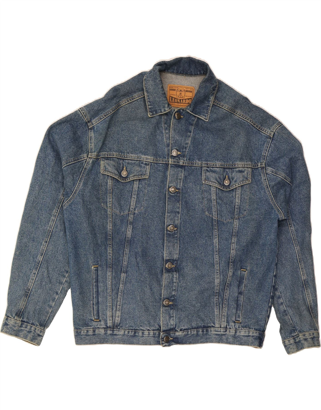 VINTAGE Veste en denim homme UK 40 Grand coton bleu