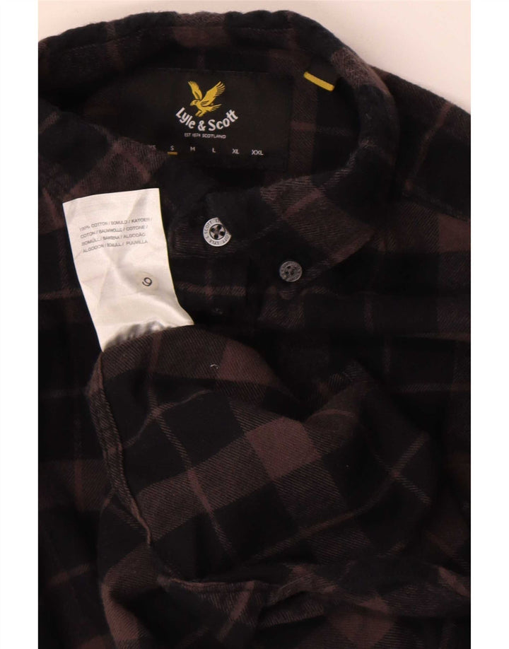 Lyle & Scott Chemise en flanelle pour homme en coton à petits carreaux marron