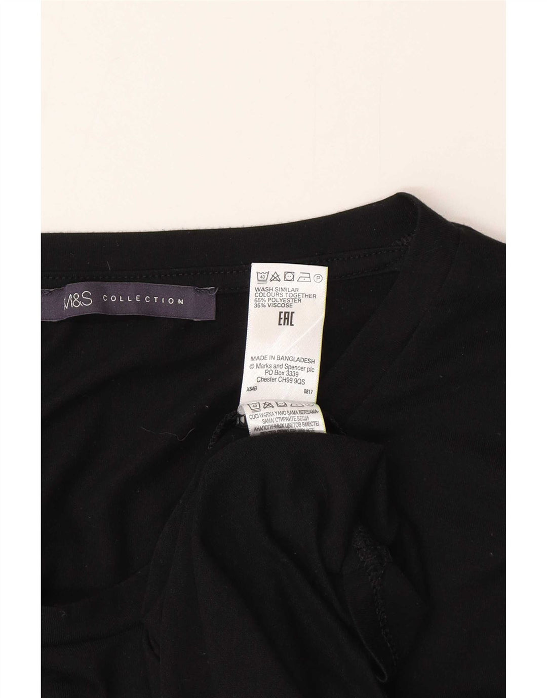 Marks & Spencer Haut à manches longues pour femme UK 10 Small Noir Polyester
