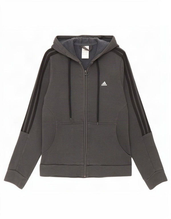 Adidas Pull à capuche zippé pour femme UK 14 Coton gris moyen
