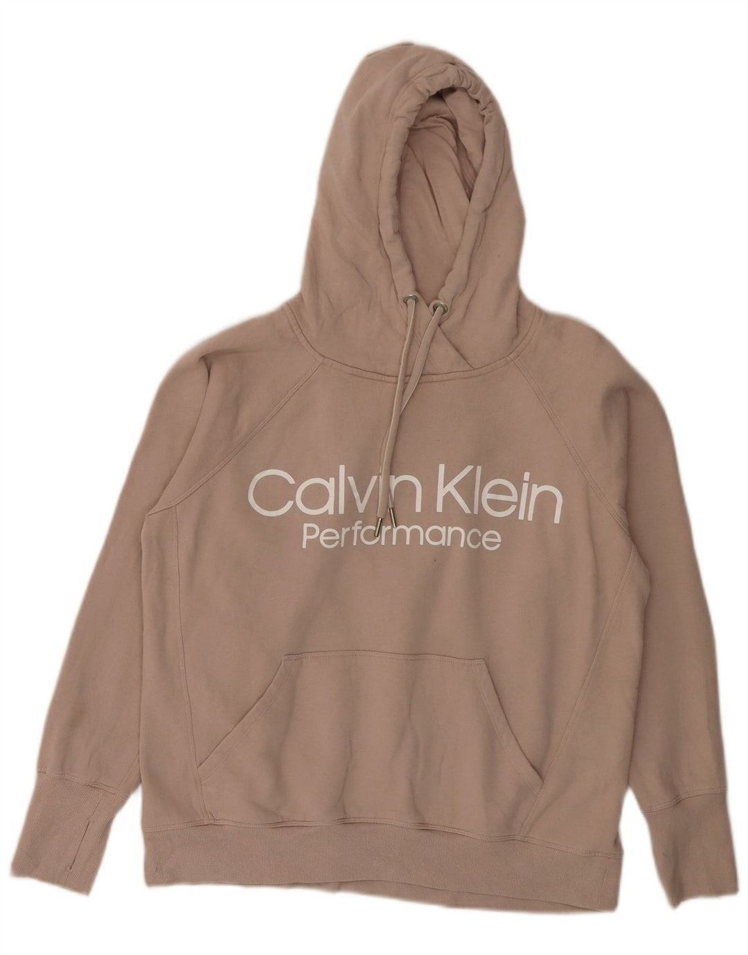 CALVIN KLEIN Pull à capuche coupe ample Performance pour femme UK 14 Beige moyen