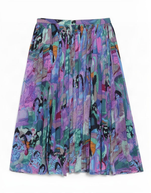 jupe plissée graphique femme vintage Medium W30 Colourblock multicolore