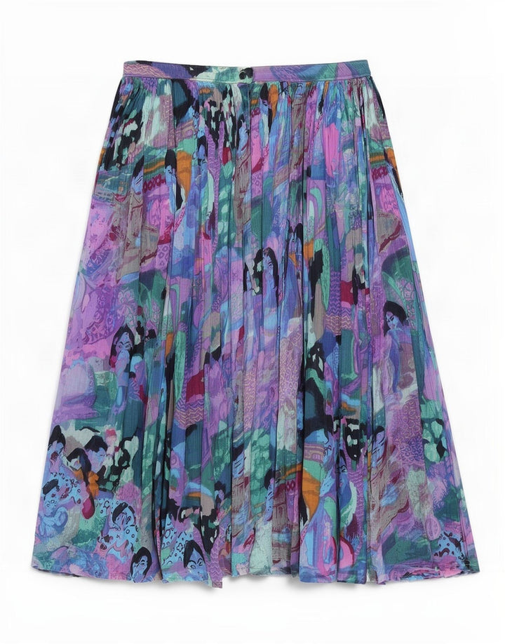 jupe plissée graphique femme vintage Medium W30 Colourblock multicolore