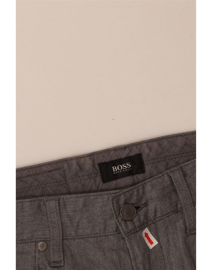 HUGO BOSS Pantalon décontracté droit W30 L28 Homme Gris Coton