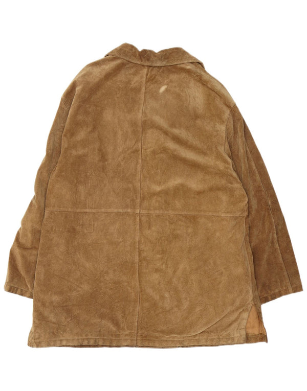 Veste en daim coupe ample femme vintage UK 14 brun moyen