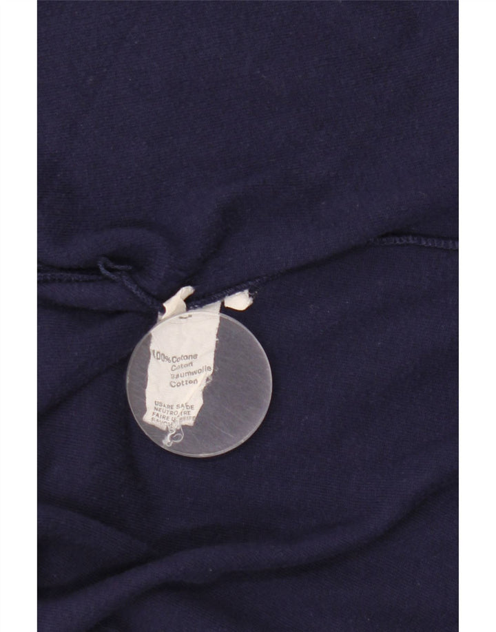 VINTAGE Femme Survêtement Top Veste UK 16 Grand Bleu Marine Coton