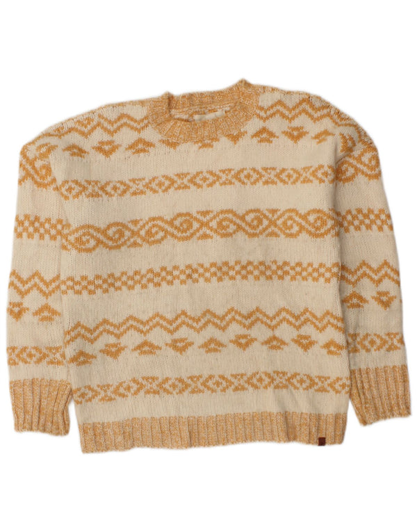 Rip Curl Pull à col rond pour femme UK 6 XS Blanc cassé Fair Isle