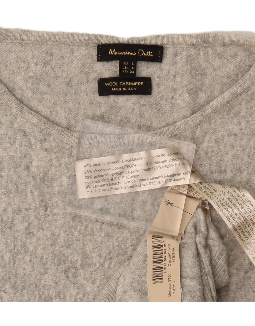 Massimo Dutti Pull col bateau pour femme UK 16 Large laine grise
