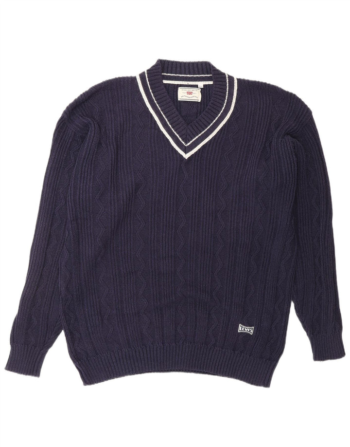 LEVI'S Pull Col V Homme XL Bleu Marine