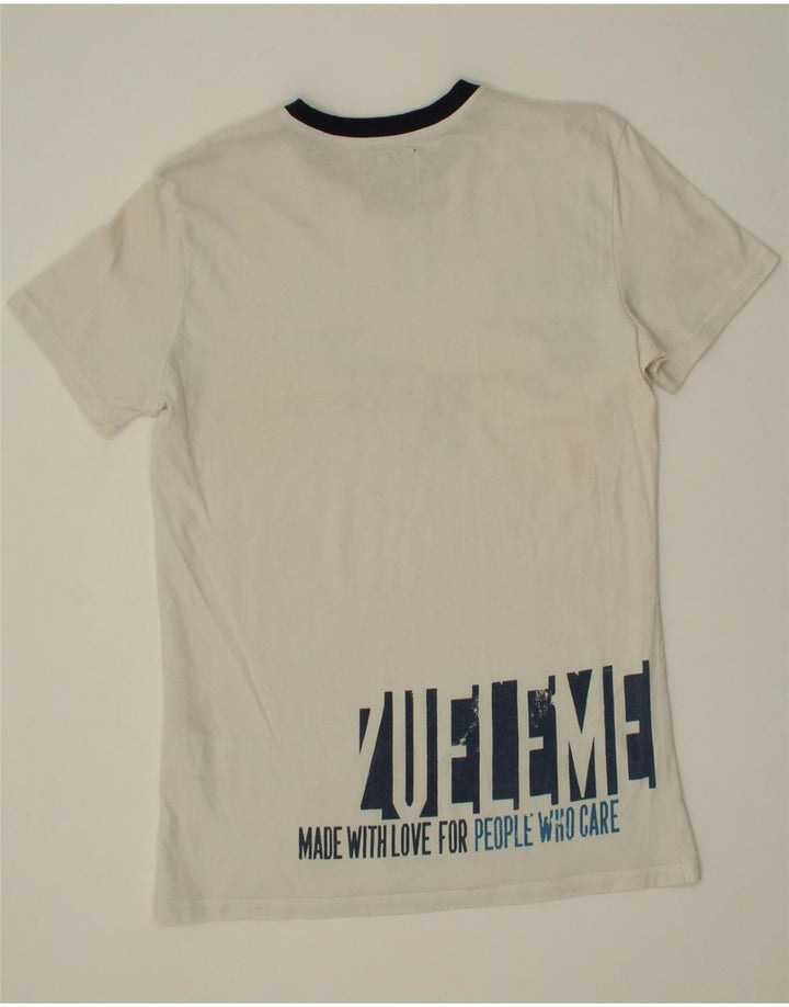 ZU ELEMENTS Mens Graphic T-Shirt Top Medium White Cotton Vintage Zu Elements and Second-Hand Zu Elements from Messina Hembry 