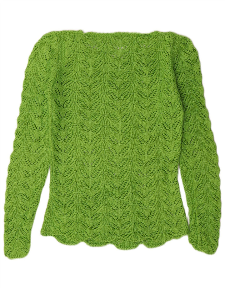 VINTAGE Pull col bateau femme UK 8 Petit Vert
