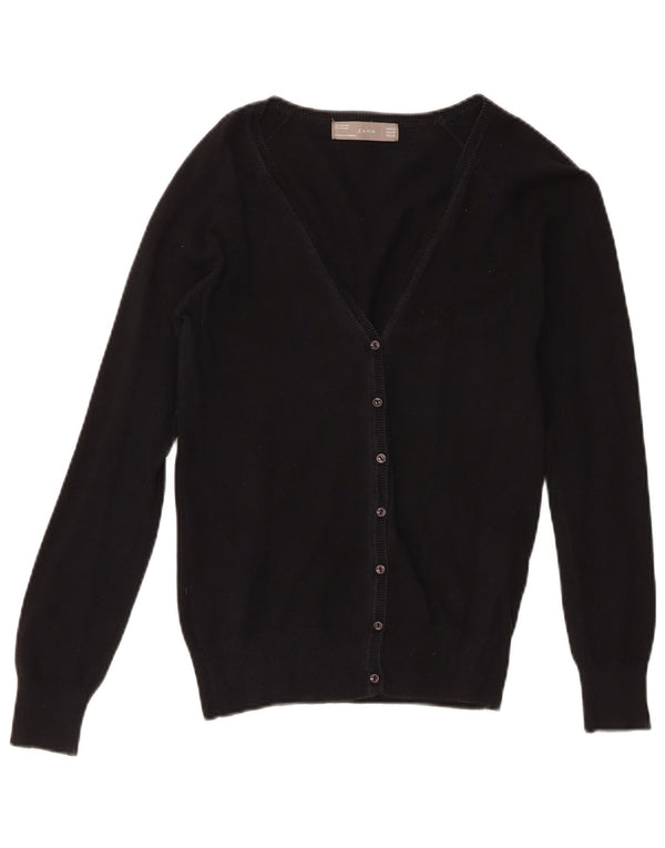 Zara Femme Cardigan Pull UK 6 XS Noir Coton