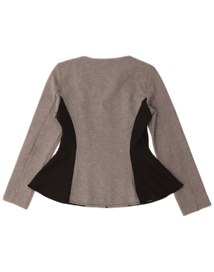 Topshop Veste blazer entièrement zippée pour femme UK 10 Small Gris Colorblock