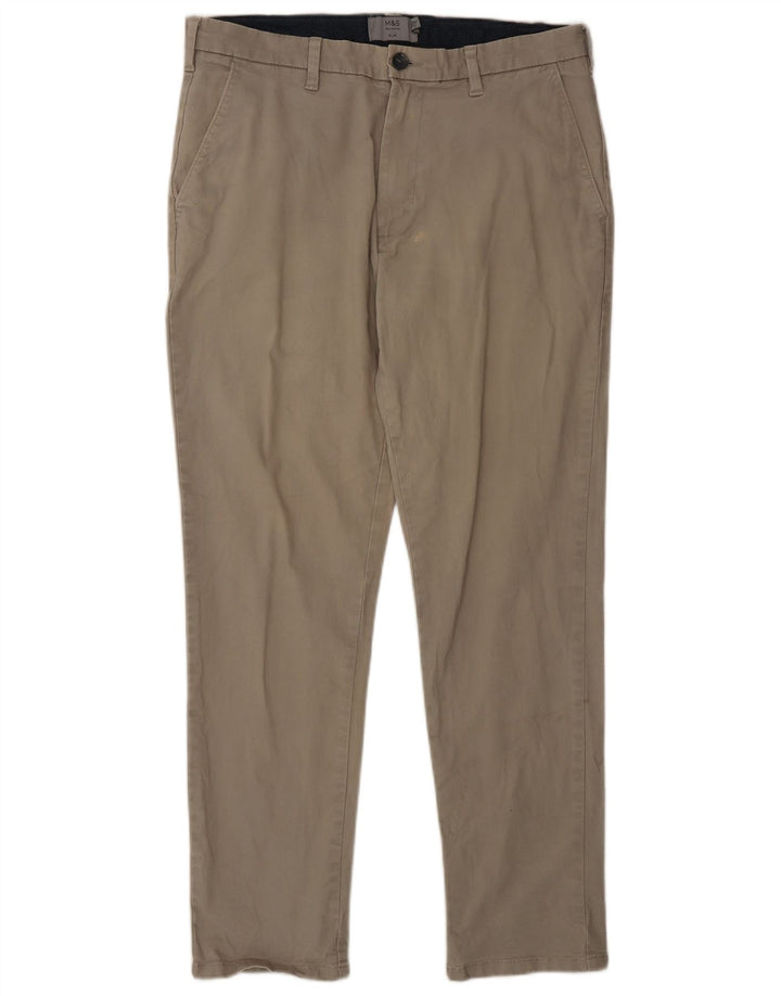 Marks & Spencer Pantalon Chino Slim Homme W32 L29 Gris Coton