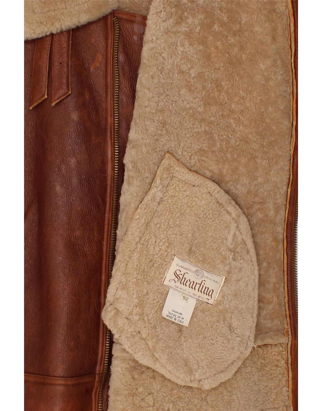 VINTAGE Veste en peau de mouton pour homme IT 52 XL en peau de mouton marron