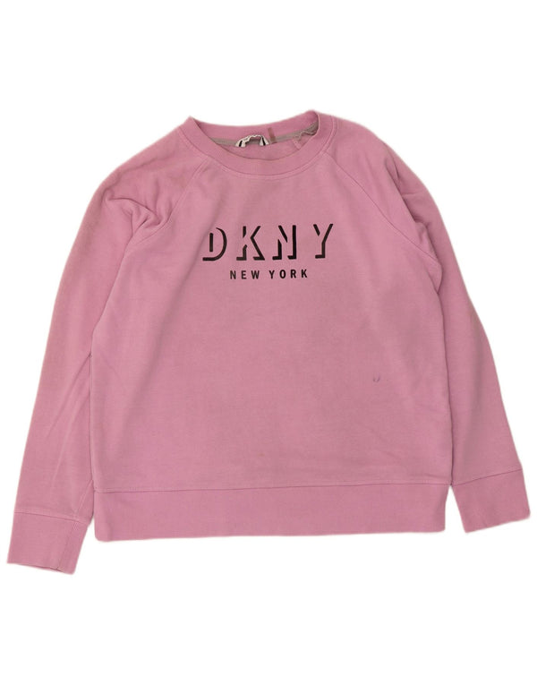 Dkny Womens New York Graphic Sweatshirt Jumper UK 16 Grand Coton Rose