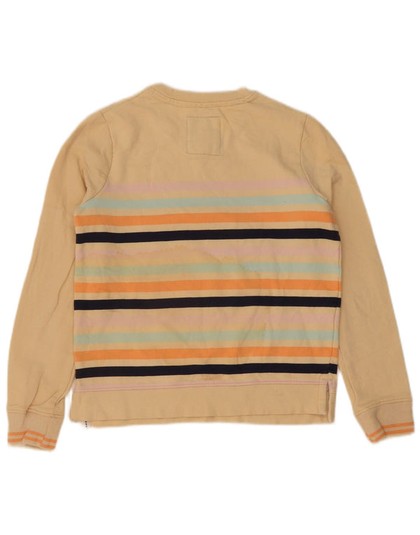 Crew Clothing Sweat-shirt pour femme UK 8 Petit coton rayé beige
