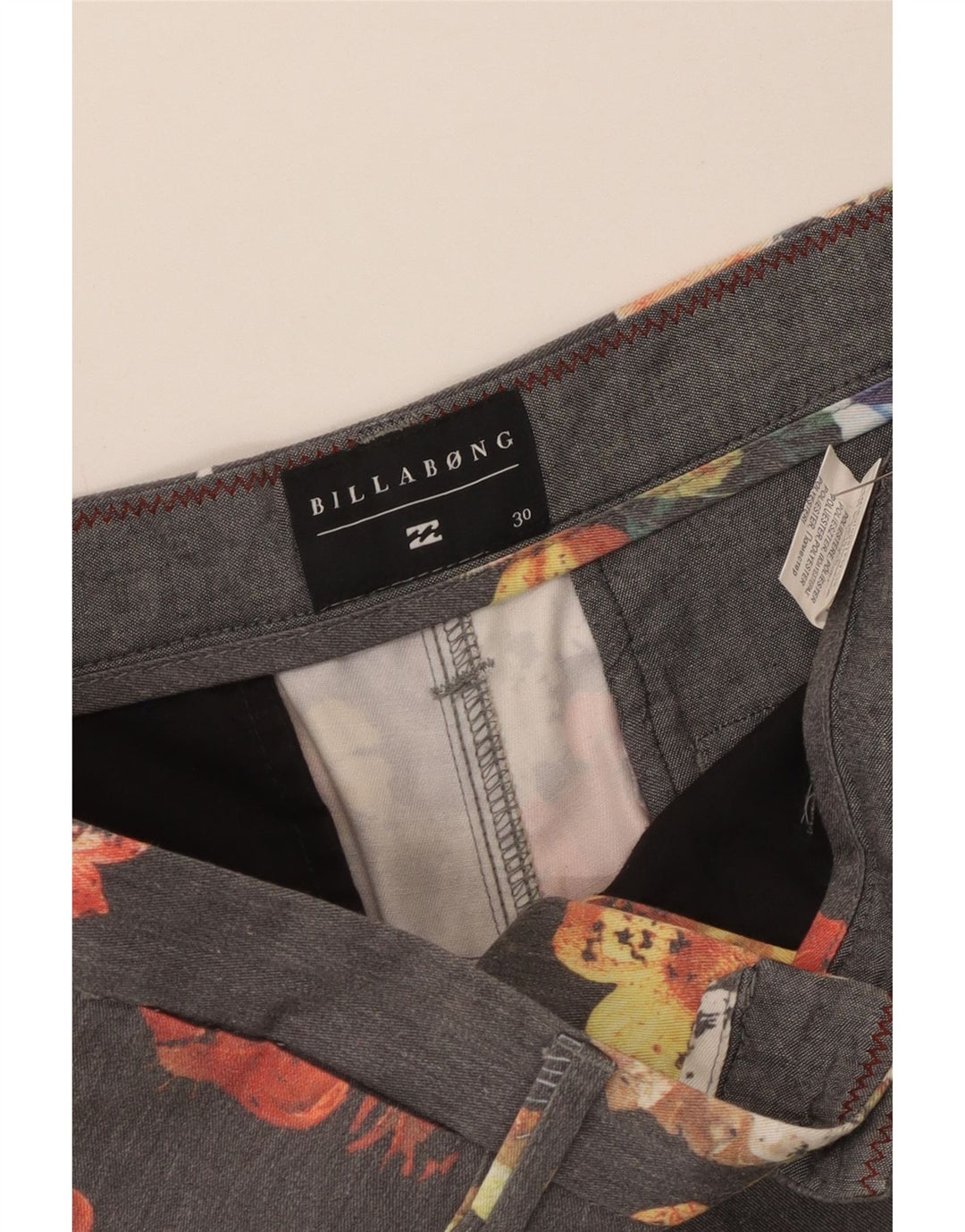 Billabong Short Chino Homme W30 Gris Moyen Floral Polyester