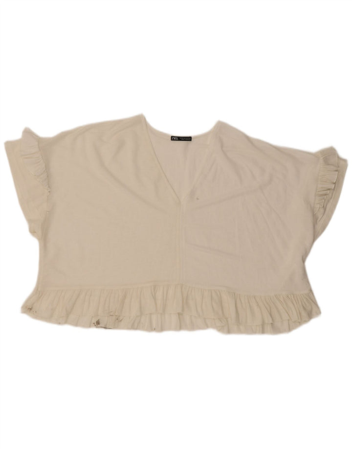 Zara Femme Chemisier Court Oversize UK 14 Medium Off White