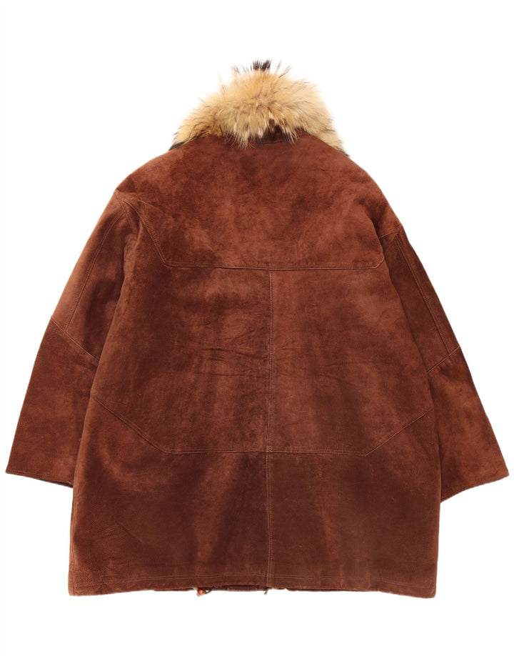 MICHEL Manteau coupe-vent surdimensionné en daim pour femme IT 48 XL Marron