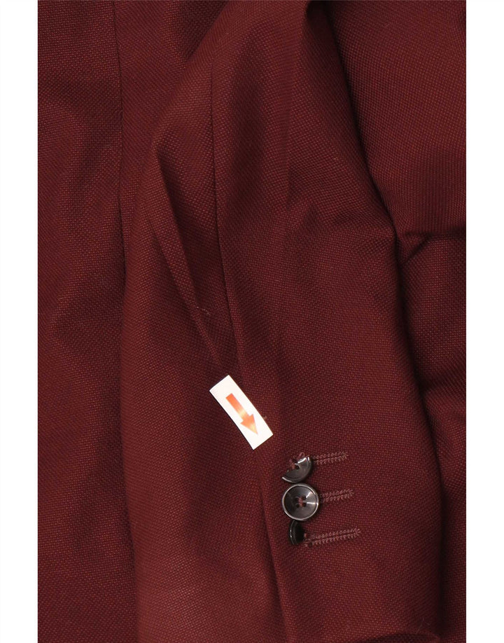 Zara Veste Blazer 1 Bouton Homme EU 54 XL Bordeaux Polyester