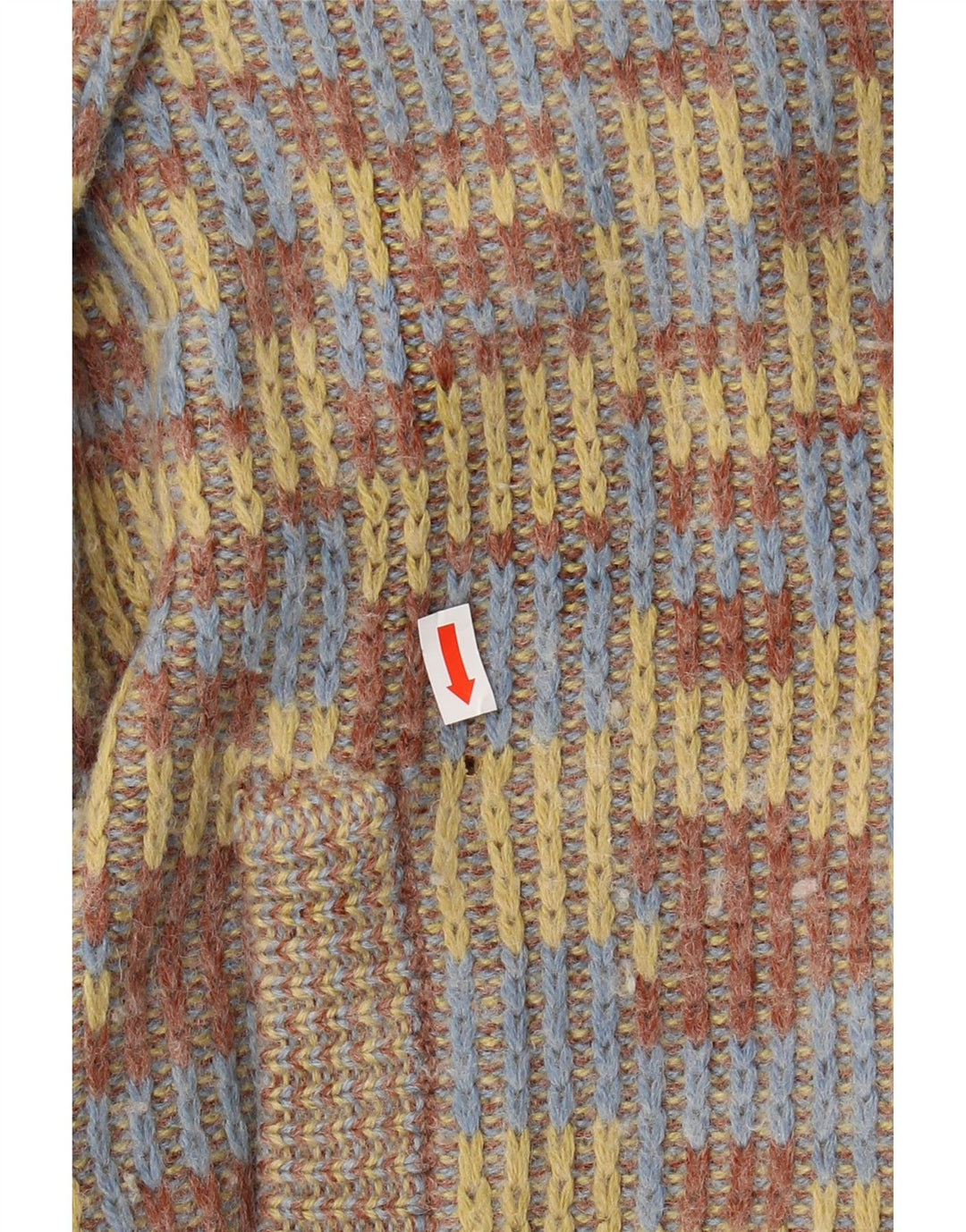 VINTAGE Pull Cardigan Homme XS Laine Géométrique Multicolore