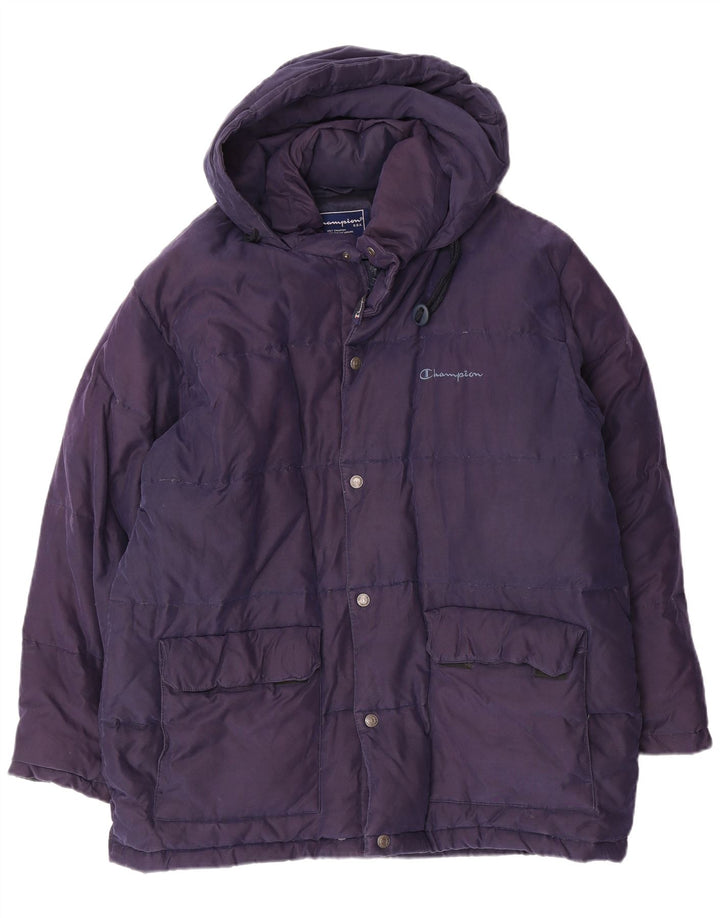 CHAMPION Veste matelassée à capuche pour hommes UK 38 Medium Navy Blue Nylon