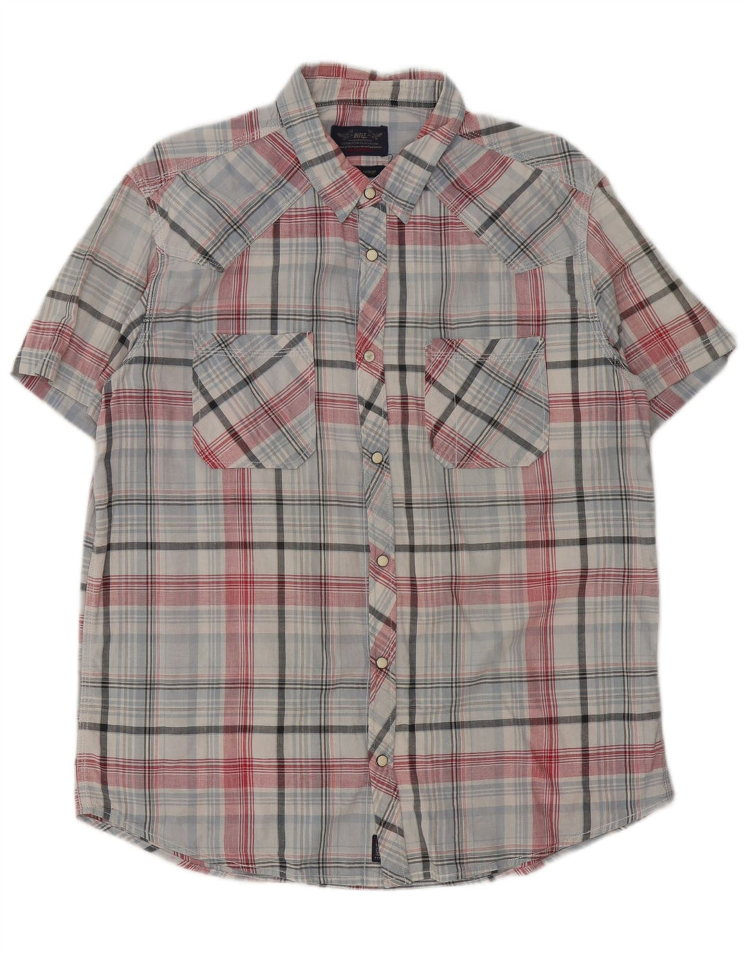 Chemise à manches courtes pour hommes Rifle 2XL en coton à carreaux bleus