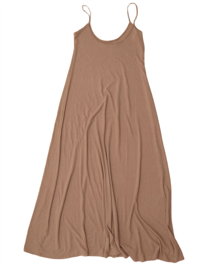 Zara Femme Maxi Robe d'été UK 12 Polyester Beige Moyen